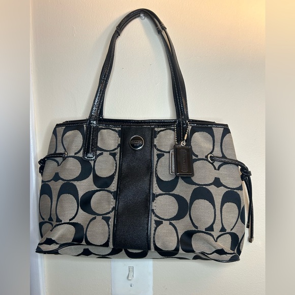 Coach Handbags - Coach Black and Tan Shoulder Bag